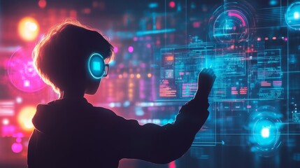 Education futuristic technology and learning concept.