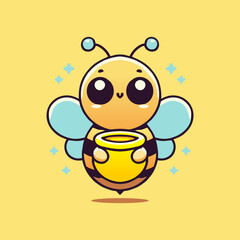 Obraz premium Cute bee Flat Cartoon vector Illustration 1.eps