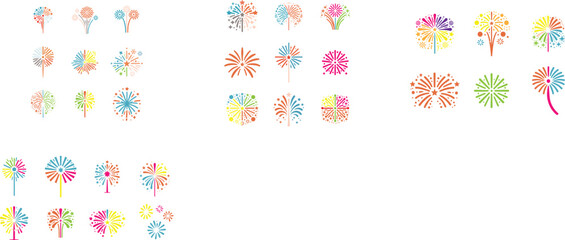 set of bundle colorfull fireworks Explosion