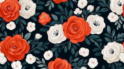 Fototapeta premium Vibrant floral pattern design artistic studio digital artwork with bright colors