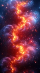 A vibrant cosmic scene showcasing swirling colors and celestial formations.