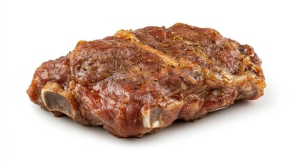 Fototapeta premium A cooked piece of meat, likely ribs, seasoned and ready for consumption.