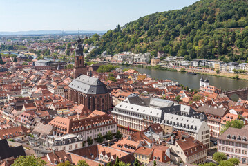 Heidelberg city center with the Holy Spirit Church, Heidelberg, Baden Wurttemberg, Germany, 20 Aug...