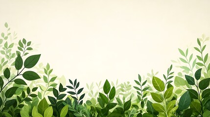 Obraz premium Illustration of serene nature vibrant green plants in a calm eco-conscious scene