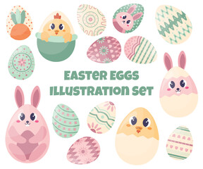 Easter Eggs Illustration Set