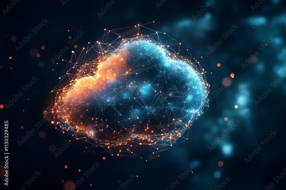 Poster innovative business of the future with decentralized blockchain technology and bitcoin security