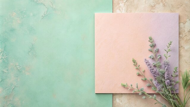 Pastel-colored background with delicate wildflowers and blank space for text or design elements ideal for springtime announcements or invitations
