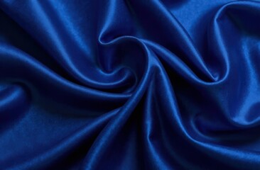 Obraz premium Black dark navy blue silk satin fabric cloth. Soft folds. Luxury elegant background for design. Wavy lines. Beautiful. Birthday, Christmas, New Year.