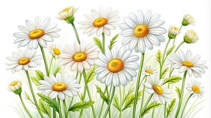 Obraz premium Charming hand-drawn chamomile illustrations for coloring: vivid floral designs, fragrant artistry, Volume 6.