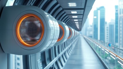 Fototapeta premium Futuristic high-tech air circulation device enhancing modern living spaces with advanced ventilation solutions.