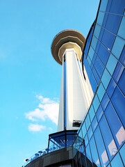 Obraz premium General view of Atakule and its surroundings, the iconic observation tower of the capital Ankara in Turkey on August 28, 2024. Atakule is a 125 m high communications and observation tower.