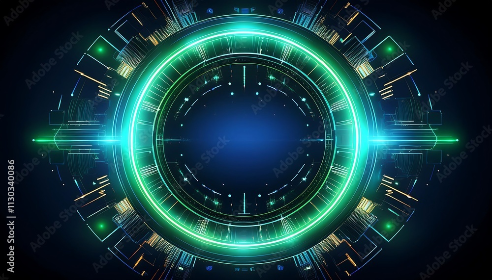 Aufkleber futuristic digital design with glowing elements.