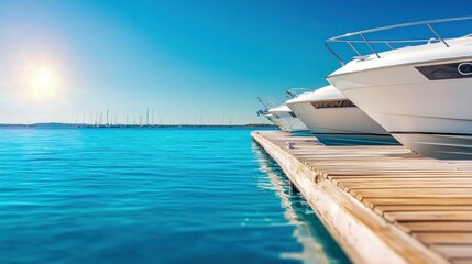 Fototapeta premium Luxury Yachts Docked in a Sunny Marina