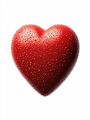 Obraz premium Red Heart with Water Droplets on White Background