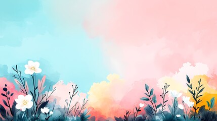 Fototapeta premium Abstract floral nature scene vibrant digital art for a calm aesthetic environment