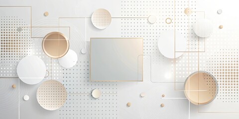 Abstract Geometric Background with Circles, Squares, and Dots