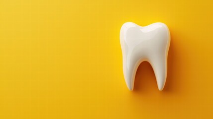 Tooth icon cutout on yellow background for advertising use