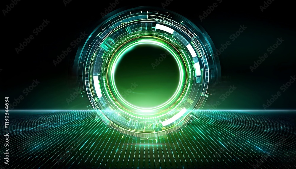 Poster Futuristic digital interface with glowing elements.