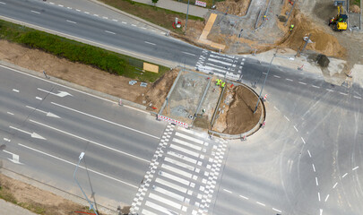 Aerial View of Road Construction at Intersection