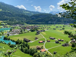 The agricultural and touristic settlement Lungern by the lake of the same name or by the natural...