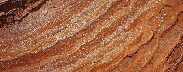 Naklejka premium This image features layered sedimentary rock, showcasing warm earthy tones and unique textures, illustrating natural geological formations.