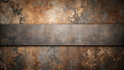 Obraz premium Rustic Brown and Gray Textured Background with a Horizontal Metal Band Ideal for Design Projects and Presentations