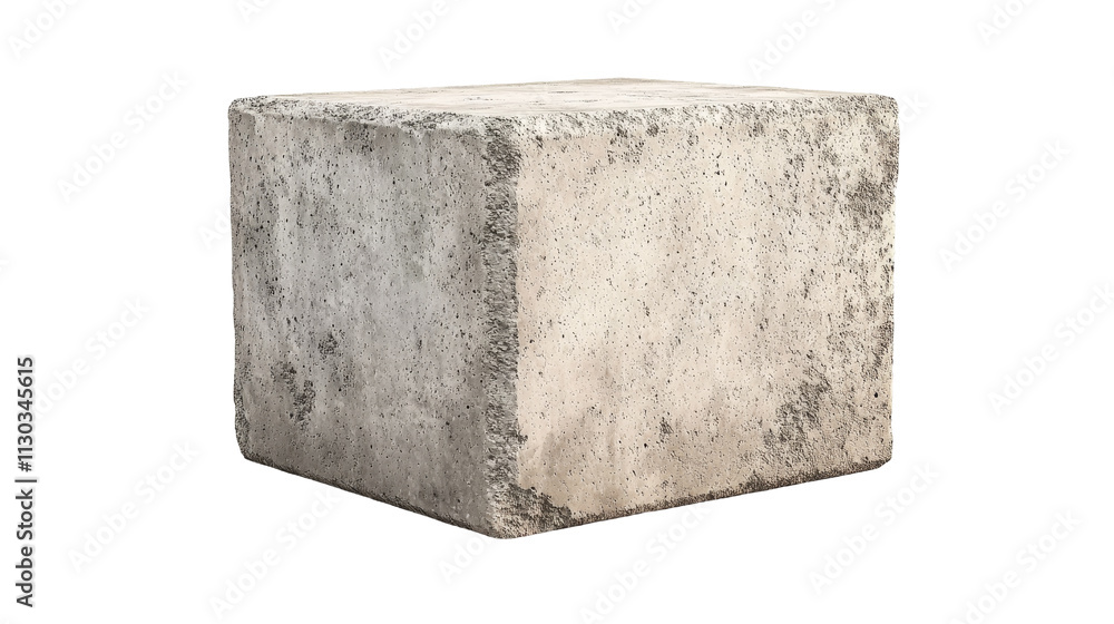 Aufkleber a single concrete block showcasing texture and structure on white backdrop.