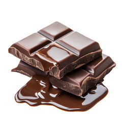 Fototapeta premium Artistic Melting Chocolate Bar Isolated on Transparent Background Showcasing Sweet and Gourmet Elegance