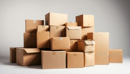 Obraz premium cardboard box with moving boxes. cardboard box. pile of cardboard boxes