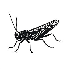 Fototapeta premium Grasshopper Silhouette: An illustration of a grasshopper in a simple black silhouette, perfect for nature-themed designs or to represent a feeling of freedom.