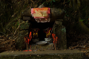 A Serene and Quiet Shrine Calmly Surrounded by the Beauty of Nature all Around It