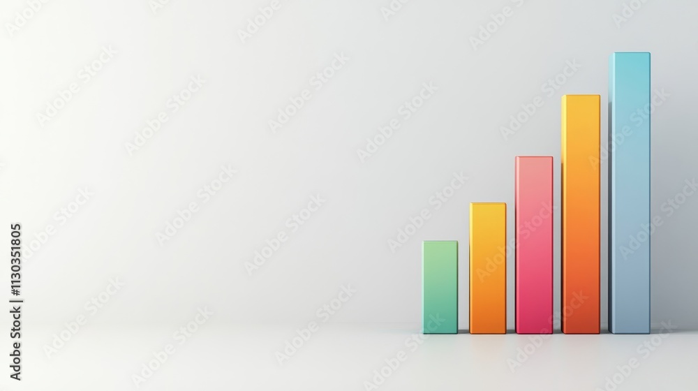 Poster colorful bar graph representing growth and progress in a minimalistic style, perfect for business pr