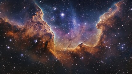 Obraz premium Cosmic Nebula Displays Stellar Clouds And Glowing Stars