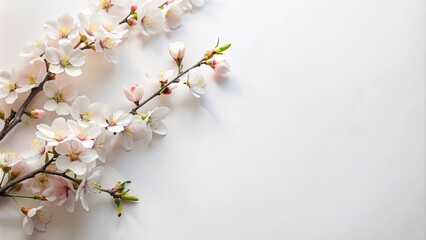 Delicate Spring Blossoms on a White Background, Perfect for Greeting Cards or Invitations