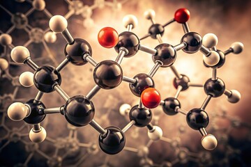 Vintage Aspirin Molecule, 3D Van Der Waals Model