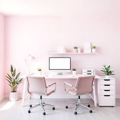 "Modern 3D Workspace Setup with Laptop, Smartphone, and Minimalist Decor"
