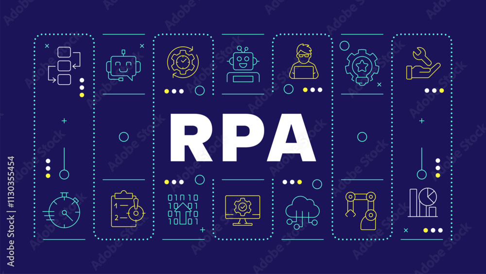 Aufkleber rpa dark blue word concept. alternative technology of processes control. optimization maintaining. h