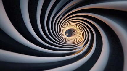 Fototapeta premium A visually striking abstract image created through computer generation, showcasing a dual spiral pattern in negative intensity, rendered in black and white for a modern and minimalist aesthetic.