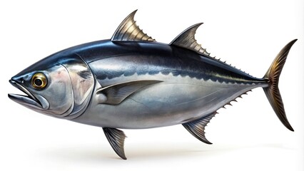 Fototapeta premium Black Tuna Clipart, White Background, Seafood Graphic, Food Illustration, Culinary Image, Fish Clipart, High-Resolution PNG, Downloadable, Printable, Restaurant Menu Design, Recipe Image