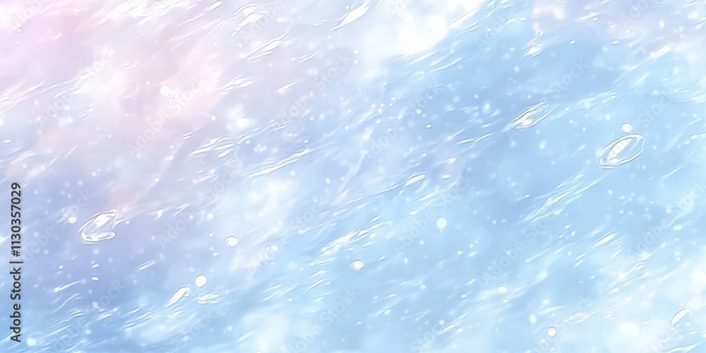 Poster light blue background with small white bubbles floating gently through a softly textured surface vis