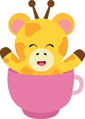 Fototapeta premium Happy giraffe inside a cup