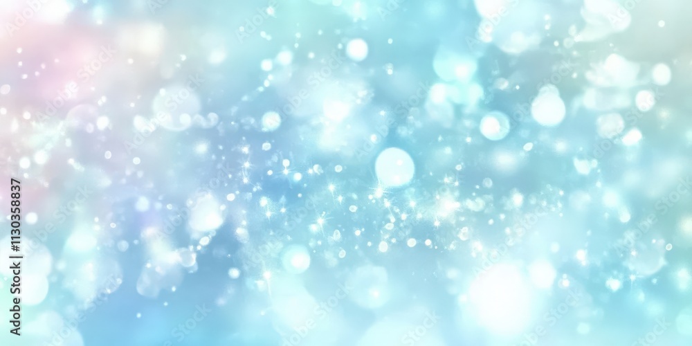 Poster soft and ethereal light blue background with delicate white circles creating a dreamy and serene atm