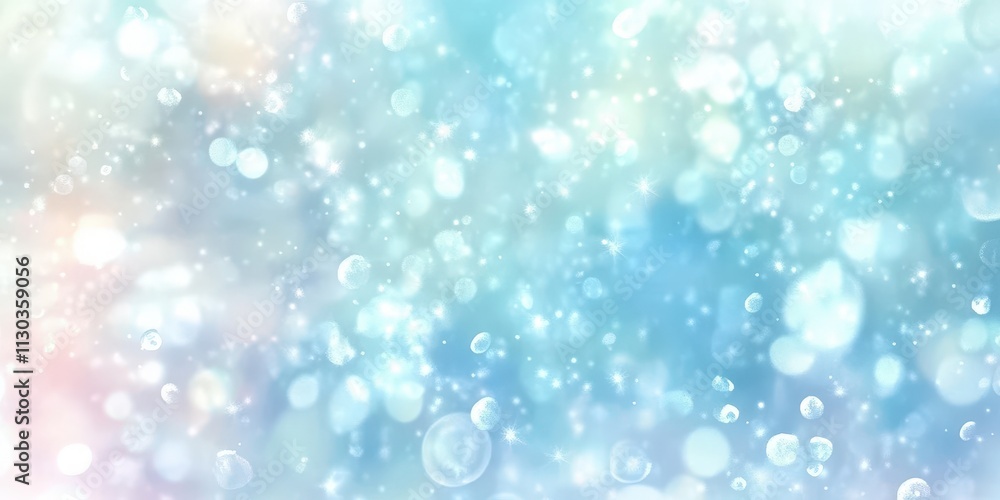 Poster light blue background with small white circles creating a soft and dreamy atmosphere for creative pr