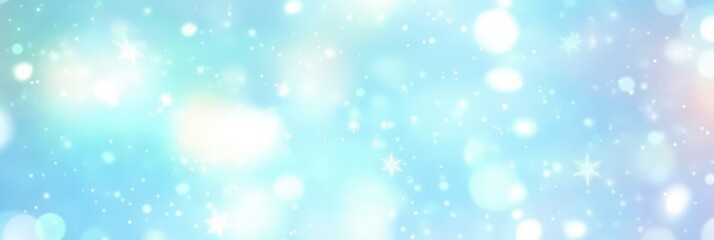 Light Blue Background with White Blurred Snowflakes for a Dreamy Winter or Holiday Atmosphere Perfect for Seasonal Designs and Marketing Materials