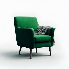 green armchair isolated on white background