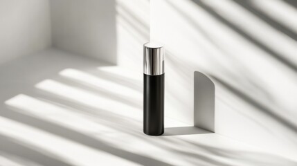 Matte Black Cosmetic Bottle on White Background