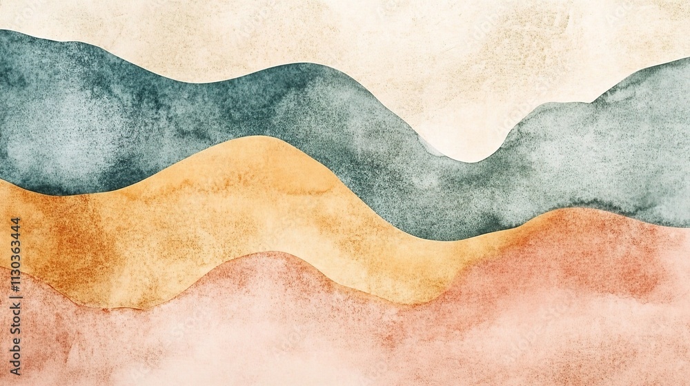 Poster abstract watercolor background with colorful wavy patterns