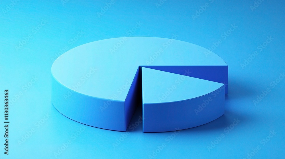 Poster abstract 3d pie chart in blue color for data visualization