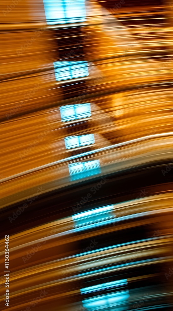 Poster dynamic architectural abstraction with vibrant colors and motion