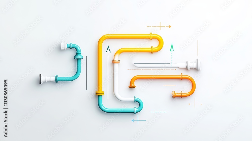 Aufkleber colorful pipe network design for industrial and architectural concepts with flow direction indicator